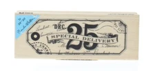 Inkadinkado Christmas Special Delivery Dec 25th Gift Tag Wooden Rubber Stamp