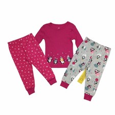 3 Piece Koala Kids Penguin Pajama Sleepwear Set Cotton Baby Girl Sz 18 Month NEW