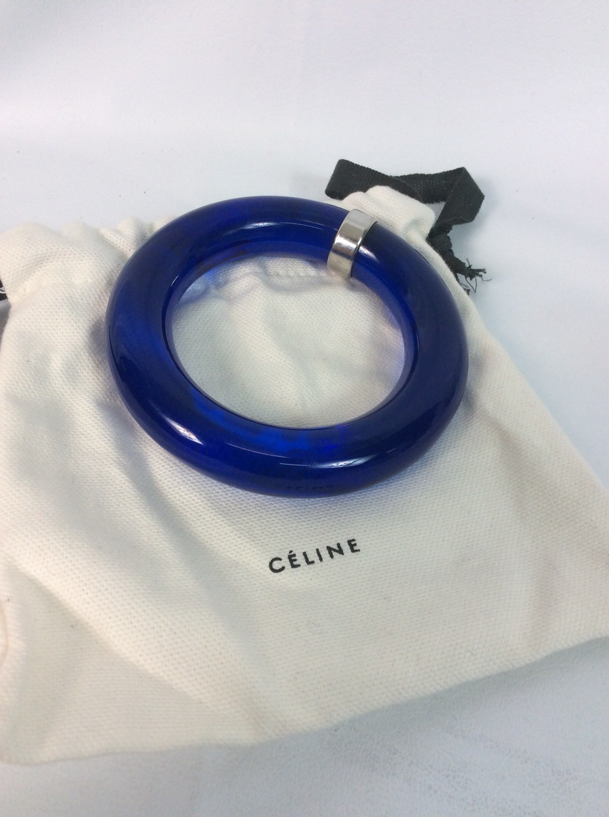 Statement Celine Blue Silver Tone Bangle bracelet… - image 6