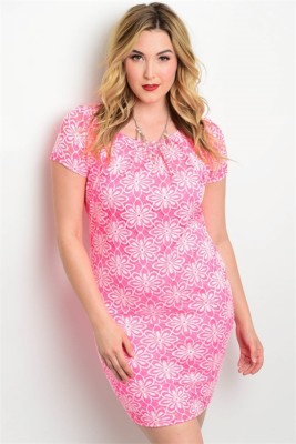 plus size pink bodycon dress Grave Danger Sheer Cap Sleeve Bodycon Dress main image 1
