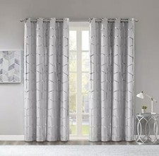 Intelligent Design Raina Metallic Print Blackout 50x84" Grommet Window Panel NEW