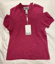 NWT Autumn Cashmere Cotton Kids Pink V Neck Shoulder Slit Short Sleeve size 8