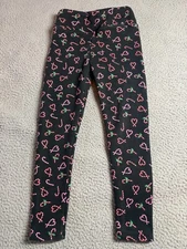 SO Girls Christmas Candy Cane Fleece Lined Pull On Leggings Size M (8)