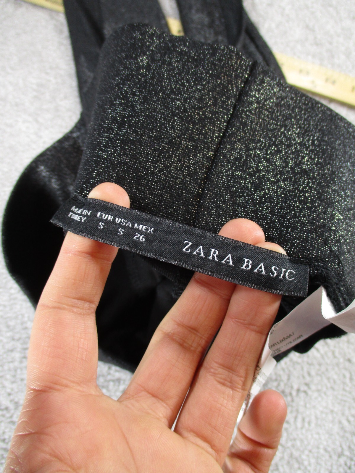 Zara Basic Leggings Womens Small Black Glitter - image 7