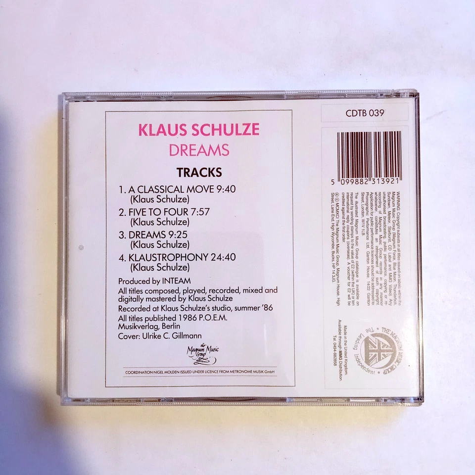 KLAUS SCHULZE : DREAMS - CD - THUNDER BOLT THE MAGNUM MUSIC GROUP CDTB 039  1991 - Photo 2/2