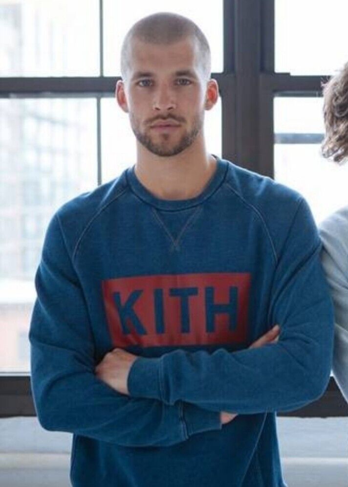 KITH NYC Box Logo Crewneck Sweatshirt. XL. Washed Navy. FINAL ...