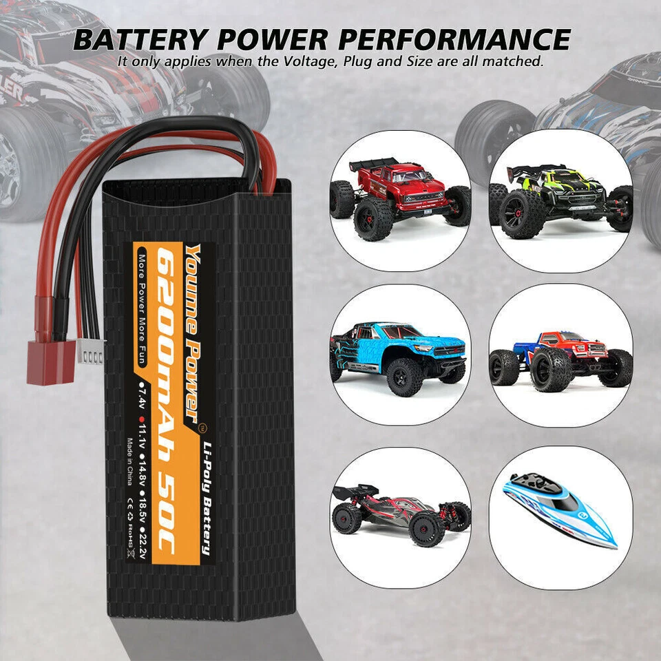 2 Stück 11,1V 3S 6200mAh 50C Lipo Akku Hardcase Deans für RC Auto & LKW - Bild 3 von 4