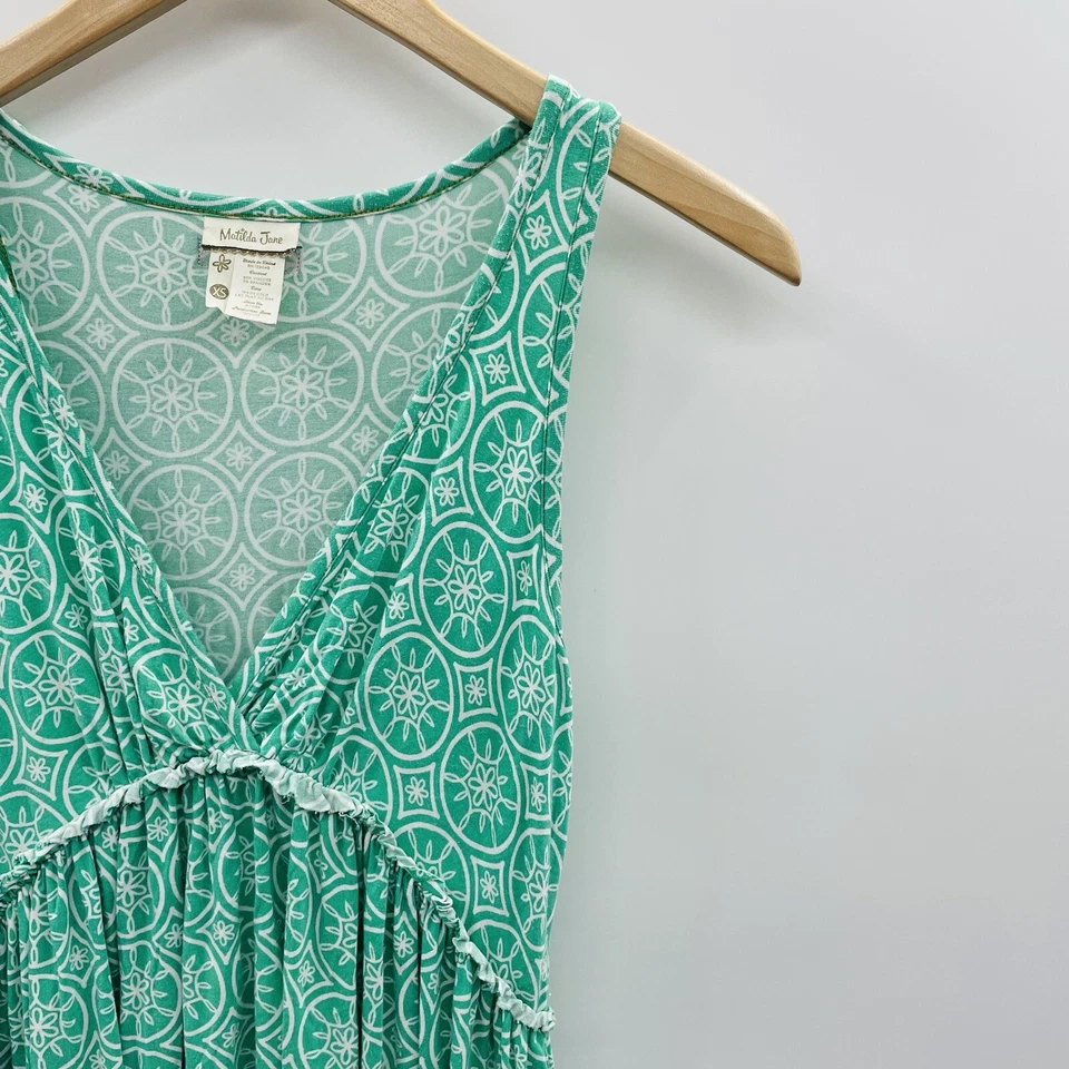 Camiseta sin mangas Babydoll estampada sin mangas talla XS de Matilda Jane para mujer en verde 2114 Foto 2 de 4