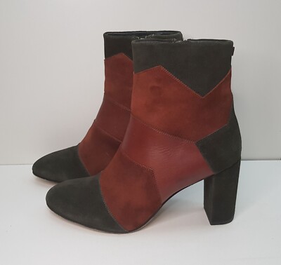 FLORIS VAN BROMMEL GRÖSSE 6,5 UK EUR40 DAMEN VELOURSLEDER HOHER ABSATZ STIEFELETTEN BOOTIES