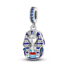 MULA European 925 Silver DIY Charm Blue AAA CZ Pharaoh Dangle For Women Bracelet