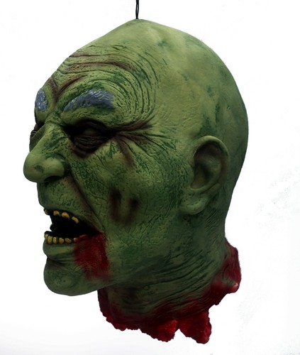 Talla Natural Halloween Utilería Cabeza Walking Dead Cortada CALVA VERDE ZOMBIE - Imagen 5 de 9