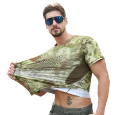IDOGEAR Tactical Shirt Short Sleeve Camo Gear Round Collar Anti-UV Perspiration