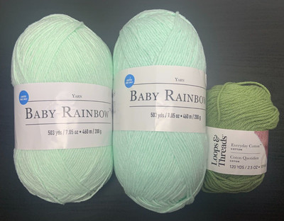 (Lot of 3) Loops and Threads Baby Rainbow Light Aqua and Everyday Cotton Olive