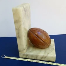 Football Marble Alabaster Bookend Made in Italy 5" Brown EBS Vtg