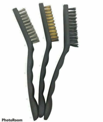 3 pc 9"  Wire Brush Set  Steel, Nylon, Brass - Picture 1 of 5