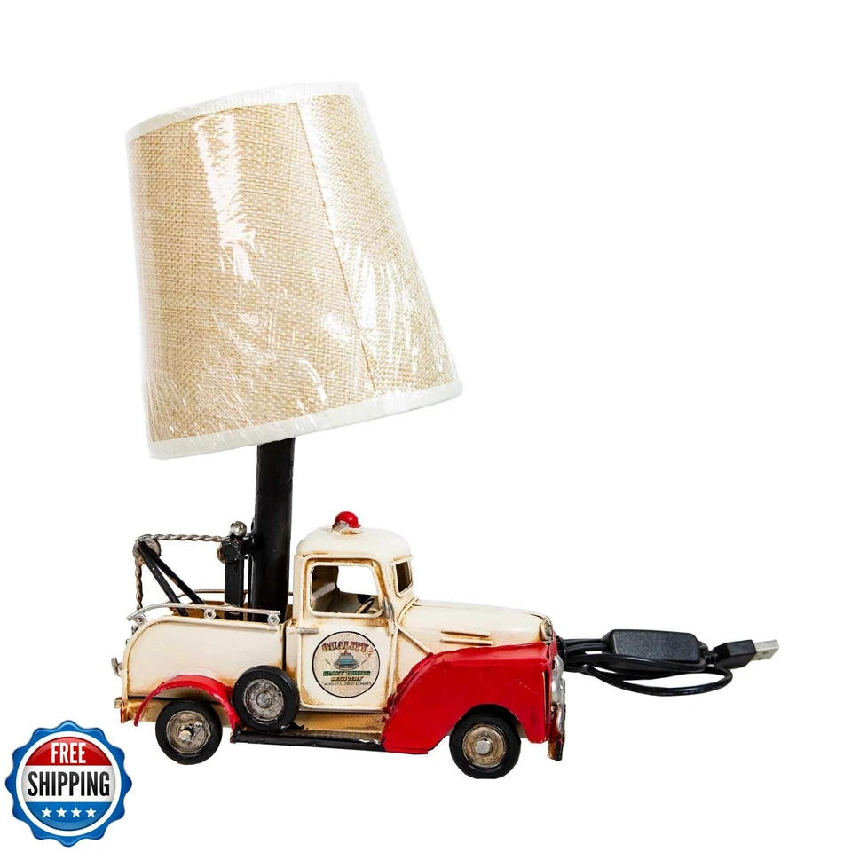 Berfutall-Decorative Rustic Red Vintage Truck USB Table Lamp,Night Light with - Image 2 of 4