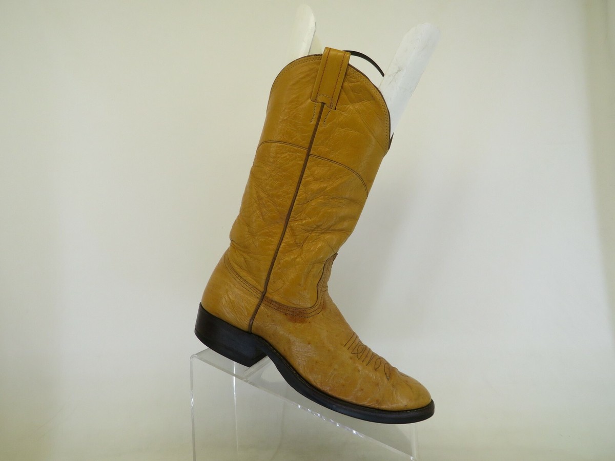 NOCONA Brown Leather Ostrich Cowboy Western Boots Mens Size  display picture 2