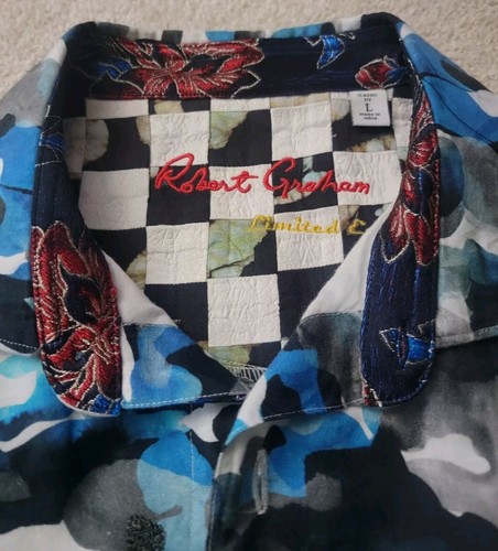 Robert Graham BLUE DE SKIES Camouflage Limited Edition bestickt Herren Hemd Large # - Bild 2 von 13