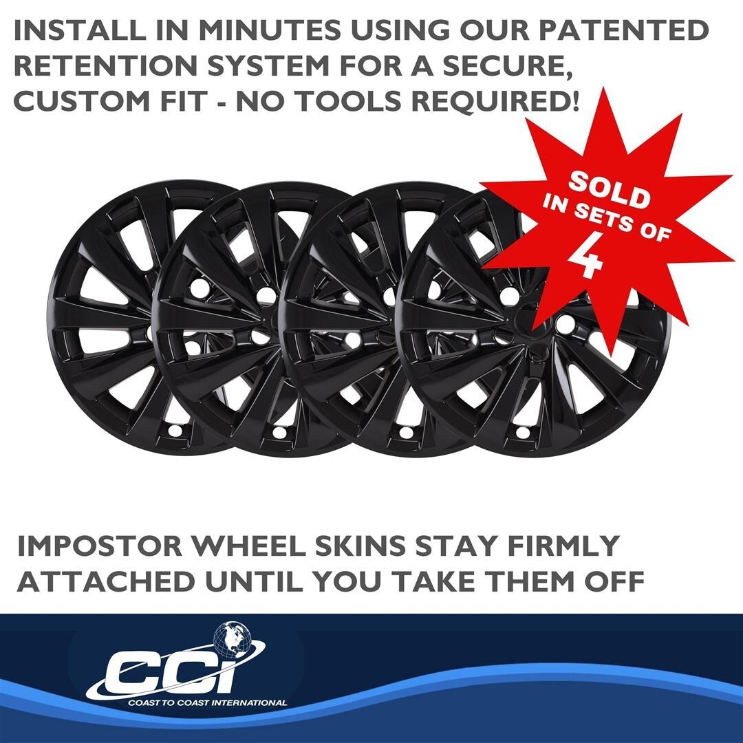 Easy Snap On Hub Caps 4 Pcs Wheel Hub Cap Glossy Black 17in Wheel Skins ...