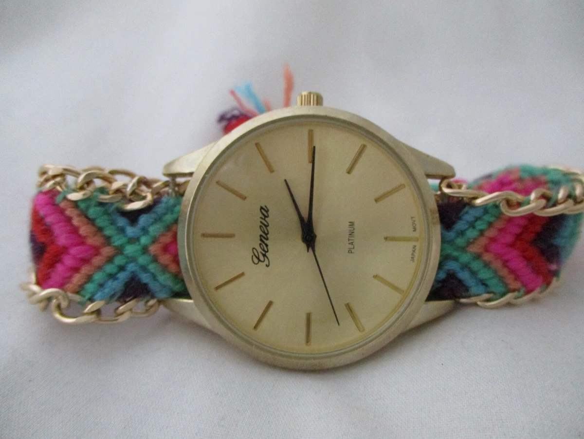 Geneva Platinum Friendship Bracelet Watch eBay