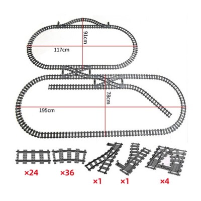 55Sets City Rail Flexible Tracks MOC Kit TrainBuilding Blocks DIY assembled Toy