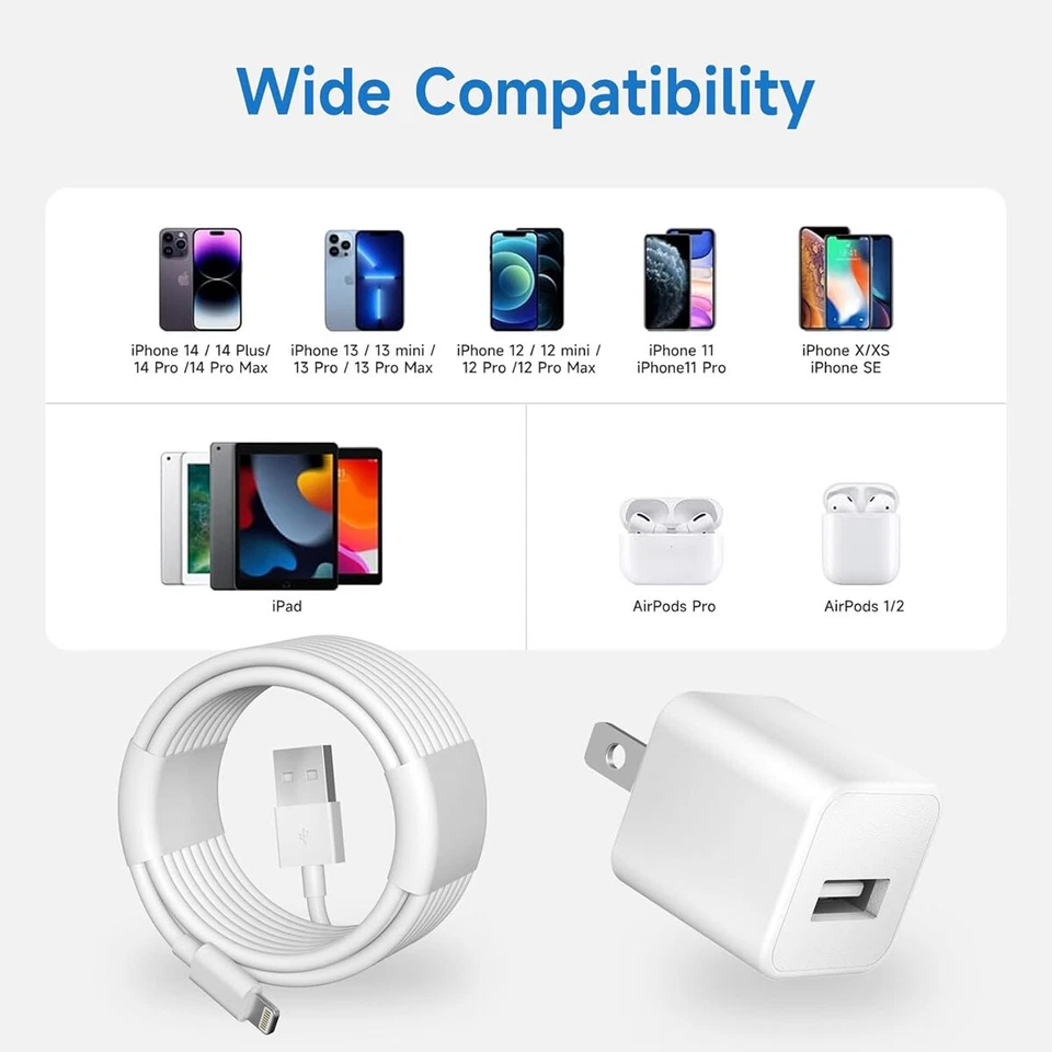 LOTE de adaptador de corriente USB blanco 1A cargador de pared para el hogar enchufe de EE. UU. PARA iPhone 14 13 12 Foto 2 de 4