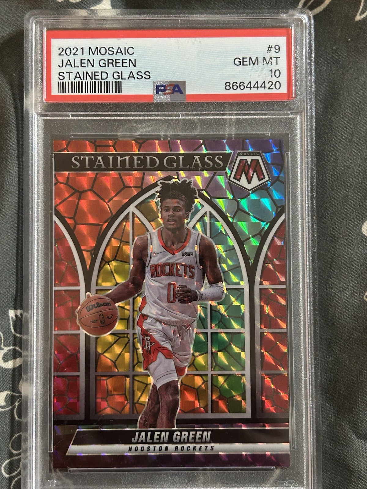 2021 PANINI MOSAIC STAINED GLASS 9 JALEN GREEN PSA GEM MINT 10