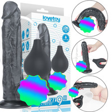 Schwarzer flexibler Dildo mit Saugnapf Silikon Penis mit Ejakulation Effekt