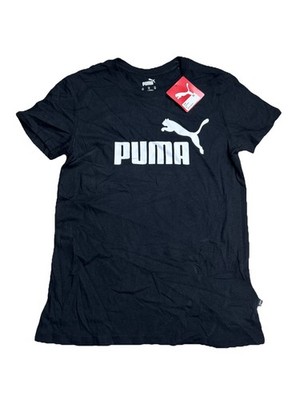 PUMA Essentials Logo Short Sleeve T-Shirt Women s Size XS Black Casual Tops NWT