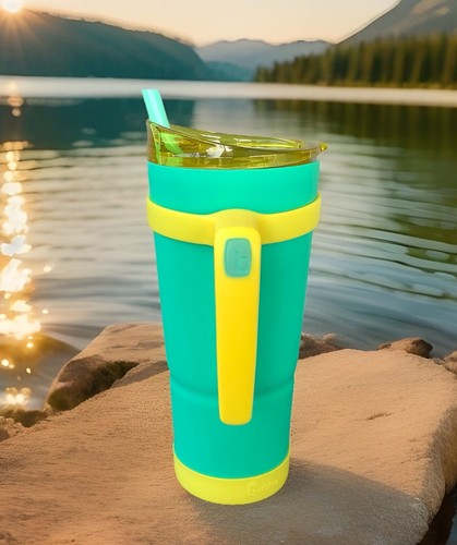 NEW Bubba Envy S Insulated Stainless-Steel Straw&Bumper Teal Yellow 32Oz Nice! - Picture 2 of 5