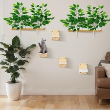 2 Pieces Cat Wall Shelves with 4 Steps Wall Mounted Cat Shelves and Perches C...