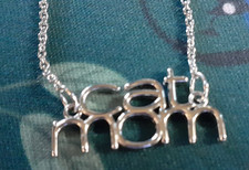 Cat Lady Box 'Cat Mom' Silver Charm Necklace with Box Nickel Lead Free Gift Idea