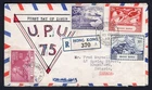 HONG KONG 1949 FDC Cover; UPU Set; Hand Made Cachet; Posted to Canada