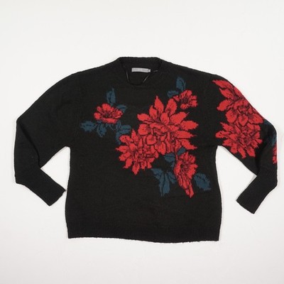 b.young Damen Pullover Gr. S Mehrfarbig Acryl Polyester Blumenmuster Rundhals La