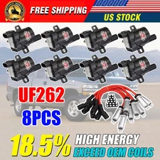 8 Set Round Ignition Coil and Spark Plug Wire For GMC Chevy Silverado 1500 5.3L
