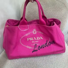 Prada Hot Pink Canvas Canapa London Limited City Edition Tote Handbag AUTH