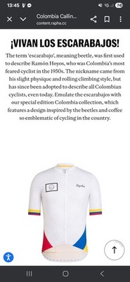 Escarabajo Colombia Rapha XL ジャージ 87 Herrera Colombia Rapha Super Rare Large Size Jersey Lightweight ウェア