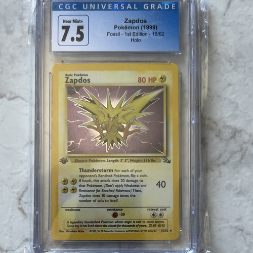 Zapdos (1st Edition) graded CGC 7.5 for sale on eBay