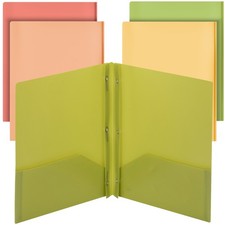 Plastic 2 Pocket Folders With Prongs, 5 Pack, File Folders, Multicolor