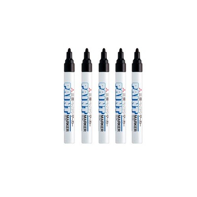 5 PCS UniPaint PX20 Medium Point Black Oil Based Marker Pens Multi Surface