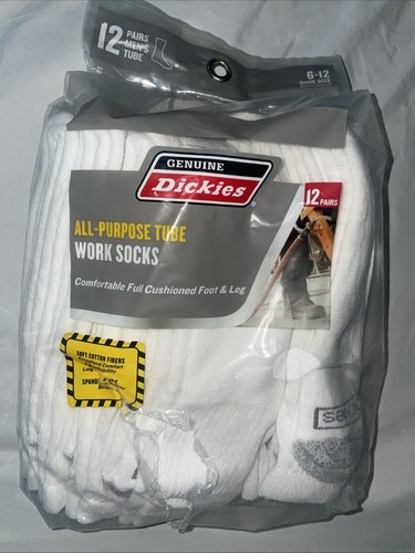 Dickies Mens Crew Work Socks 10 Value Pack White Mid Calf Popular