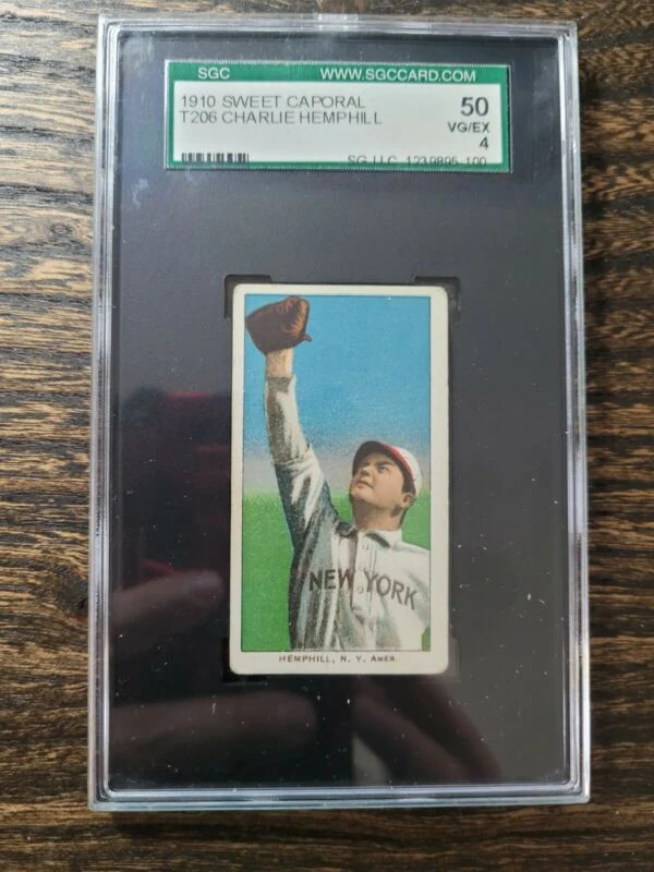 1909 T206 CHARLIE HEMPHILL SWEET CAPORAL 350 VG EX SGC 4 NEW YORK HIGHLANDERS