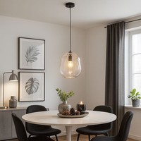 HäNgelampe Pendelleuchte Esszimmerlampe Schwarz Glas KüChenlampe Grau H 140 Cm