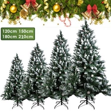 Snow Flocked Tree with Metal Stand,Artificial Christmas Tree With Pine Cones
