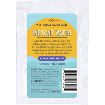 CellarScience  Instant Water  | West Coast Water Salts - Homebrew Beer - Instant