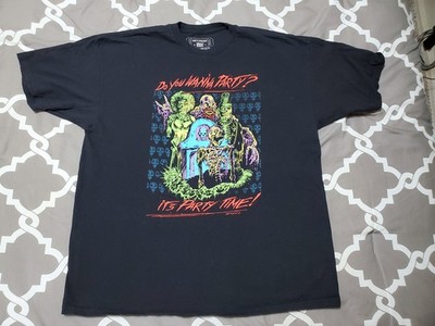 Men's FRIGHT RAGS Jeff Zornow Art Black T-Shirt ~ It's Party Time Zombies 2XL