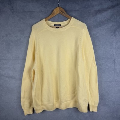 Lands End Sweater Womens 2X Yellow Knit Pullover Rib Knit Hem Made In Japan