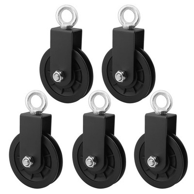 Genhakon 5 Pack 3.54 Inch/90 Mm Traction Silent Nylon Gym Cable Pulley Wheel