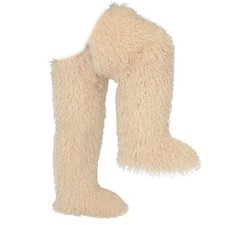 QTVQTV Women's Thigh High Fur Boots Over-The-Knee Fluffy 29 Inches...