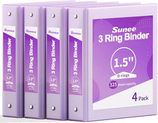1.5 Inch Binders 3 Ring 4 Pack, Clear View 1 1/2 Inch Binders Three Ring Pvc-Fre